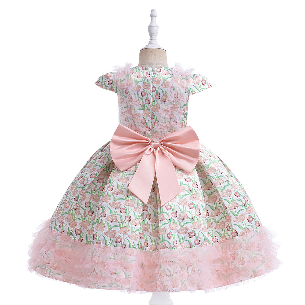 Girls' Fashion Simple Mesh Printed Dress Image 8