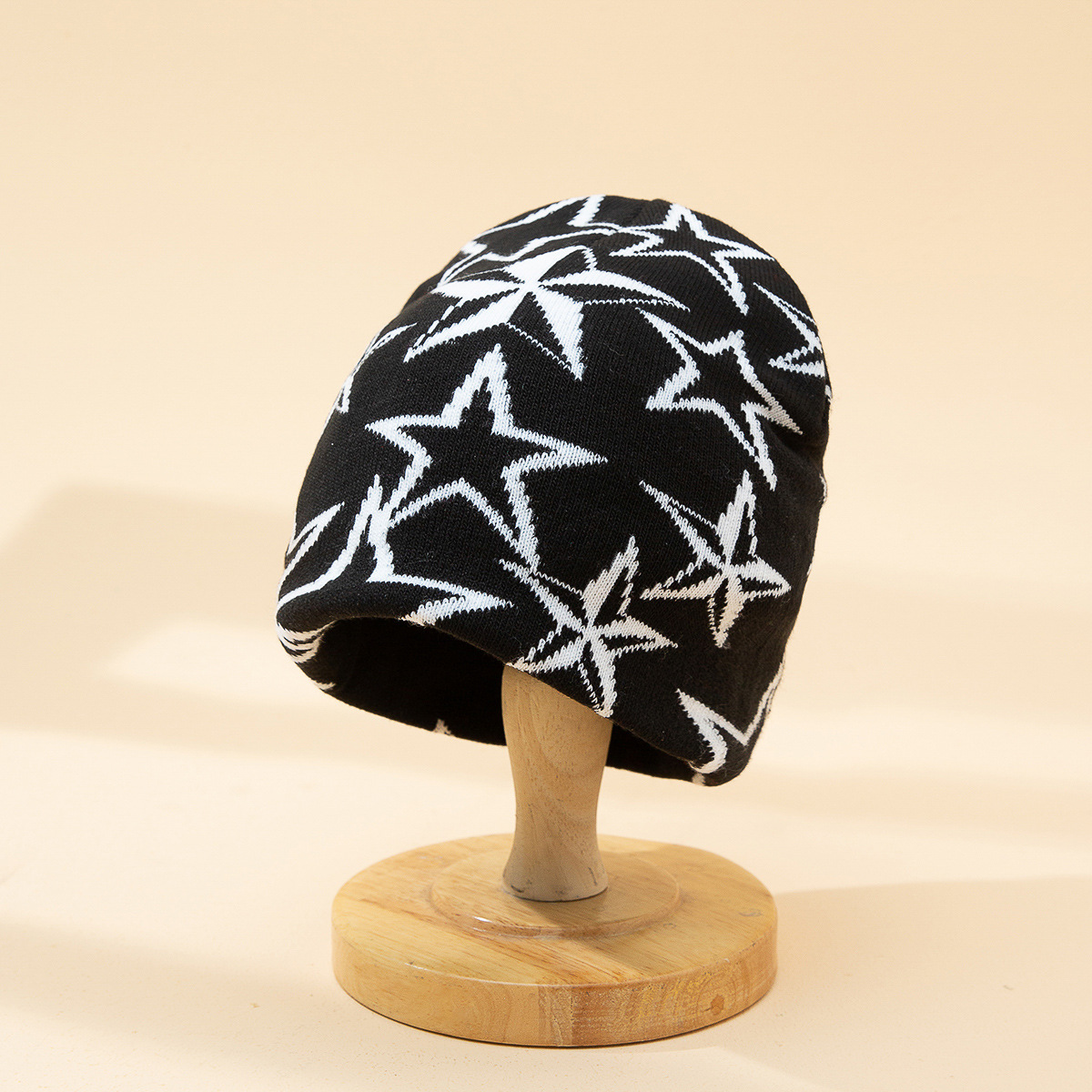 Black and White Star Knitted Hat