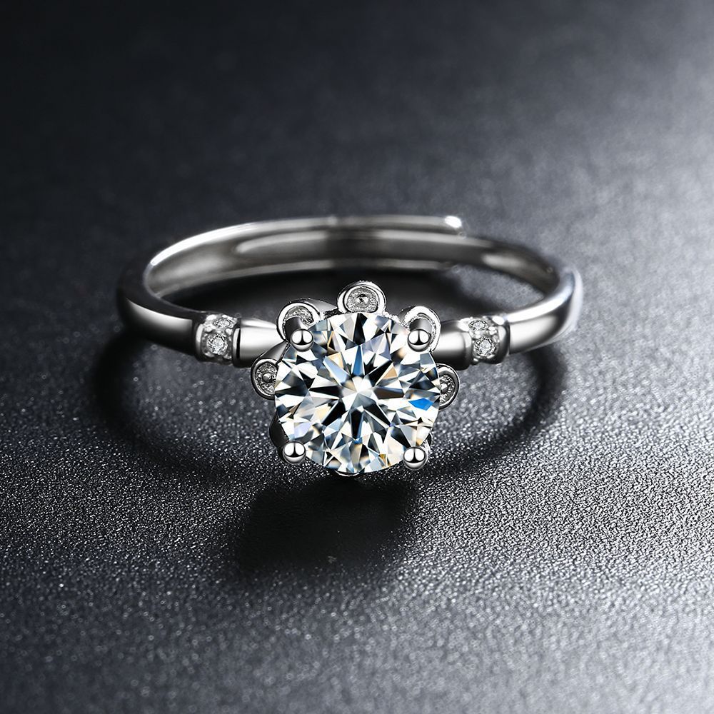 S925 Sterling Silber Moissanit Ring Bild 4