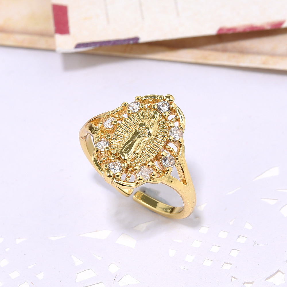 Copper Plating 18K Gold Micro Zircon Ring Image 4