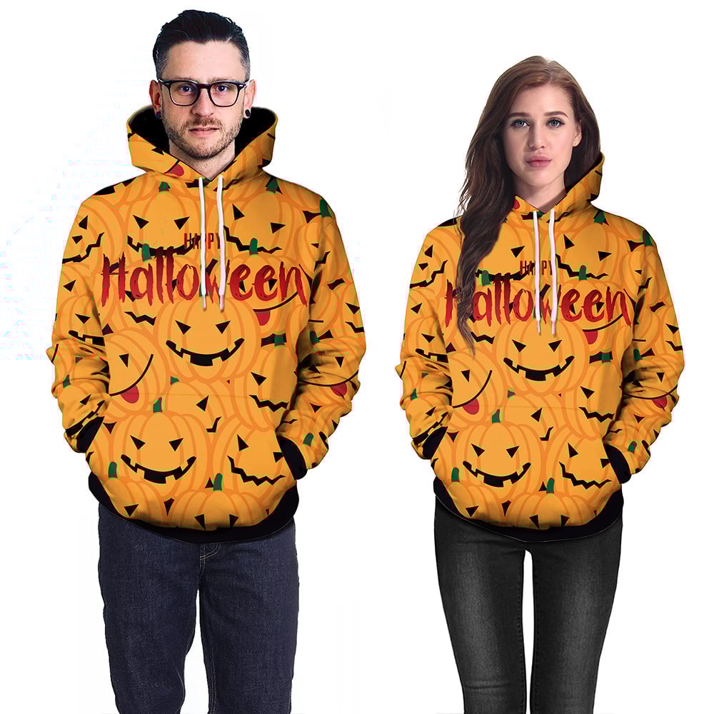 Women's Halloween Couple Loose Hooded Sweater 2