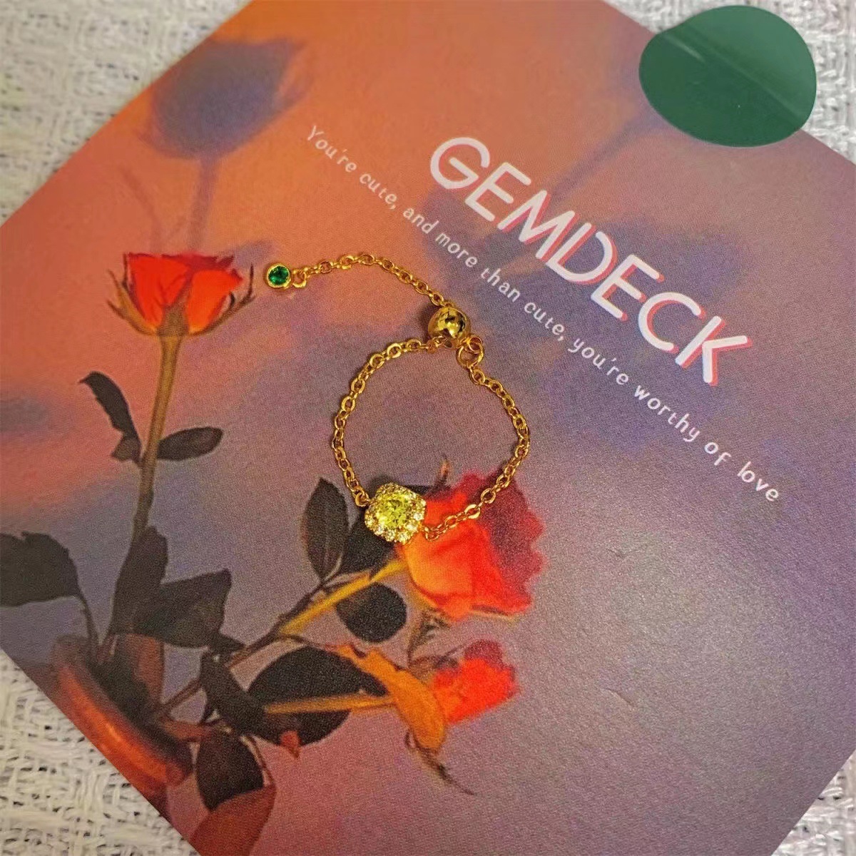 Women's Fashion Simple Small Yellow Diamond Soft Chain Ring Image 3