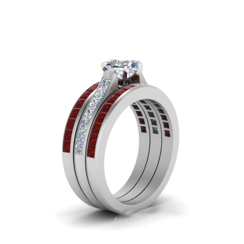 Ruby Heart-shaped Three-layer Ring Image 2