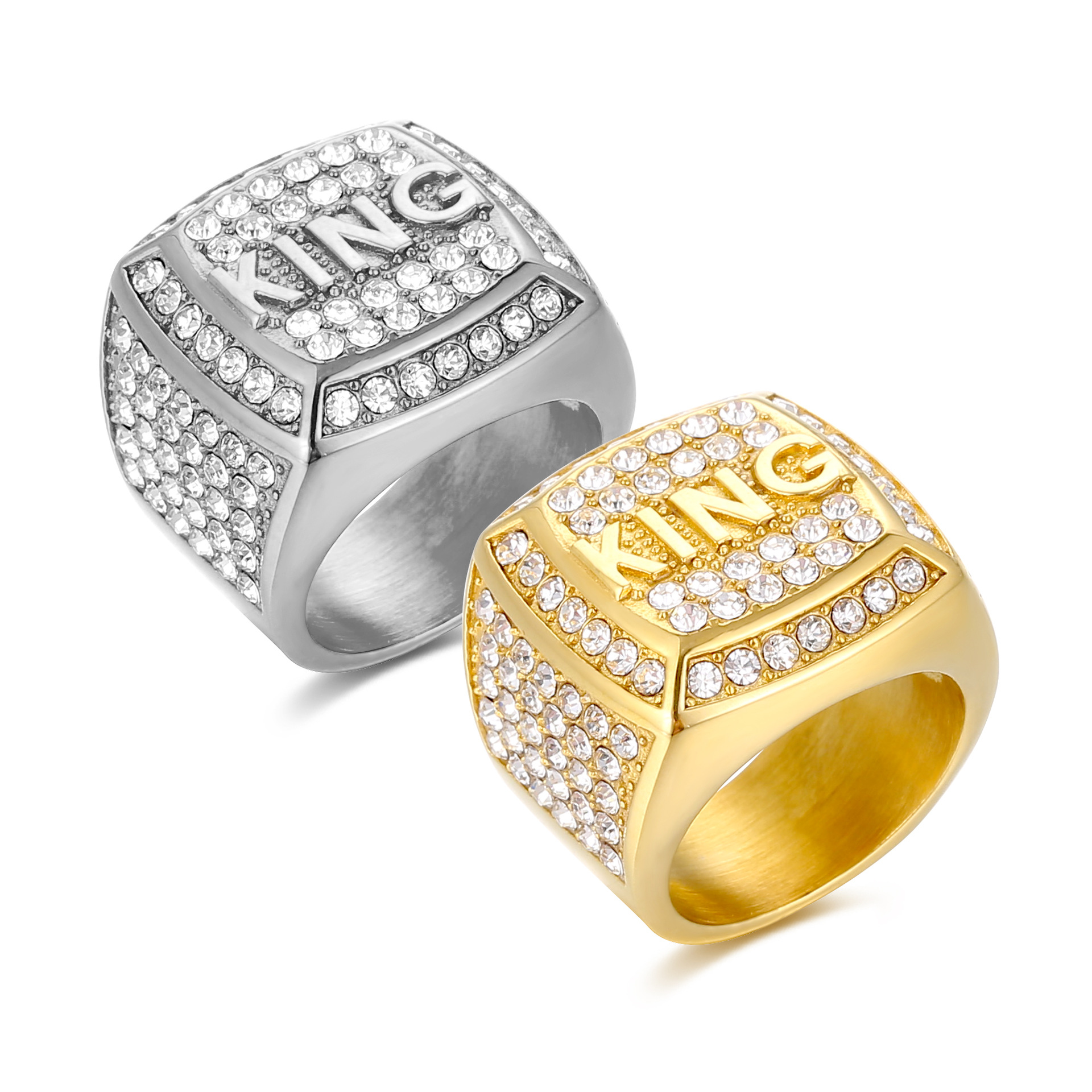 Titanium Steel Vacuum Gold-plated Diamond Ring