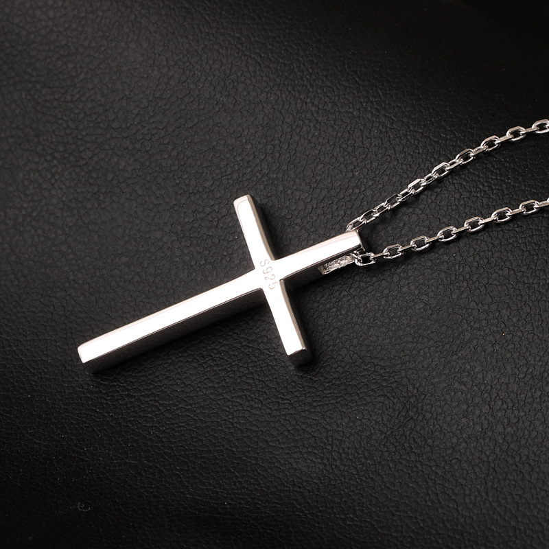 925 Sterling Silver Glossy Cross Pendant Image 4