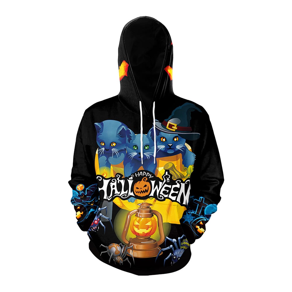 Women's Halloween Couple Loose Hooded Sweater 8