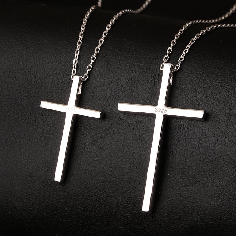 925 Sterling Silver Glossy Cross Pendant Image 2