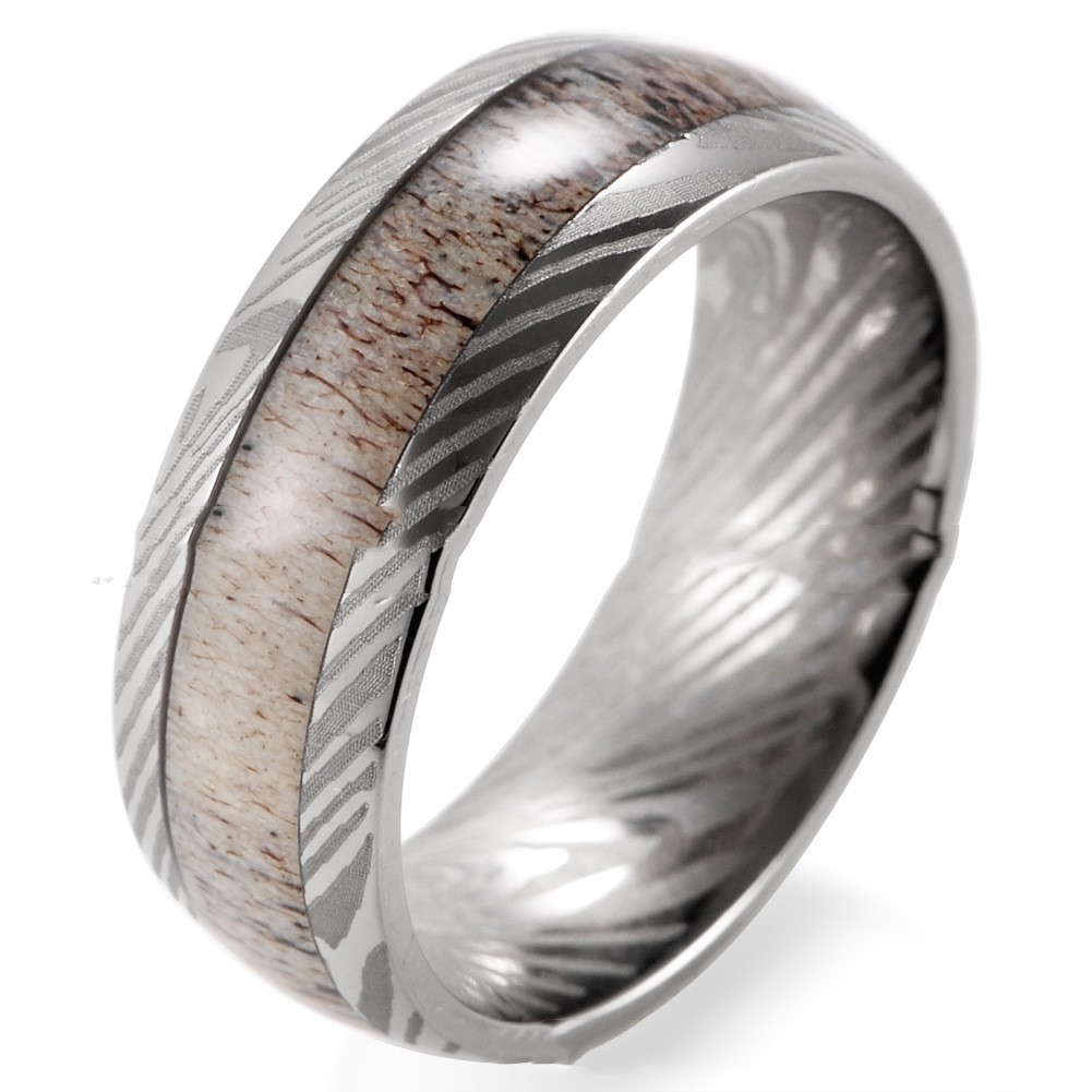 Men's Outdoor Natural Antlers Ring Image 5