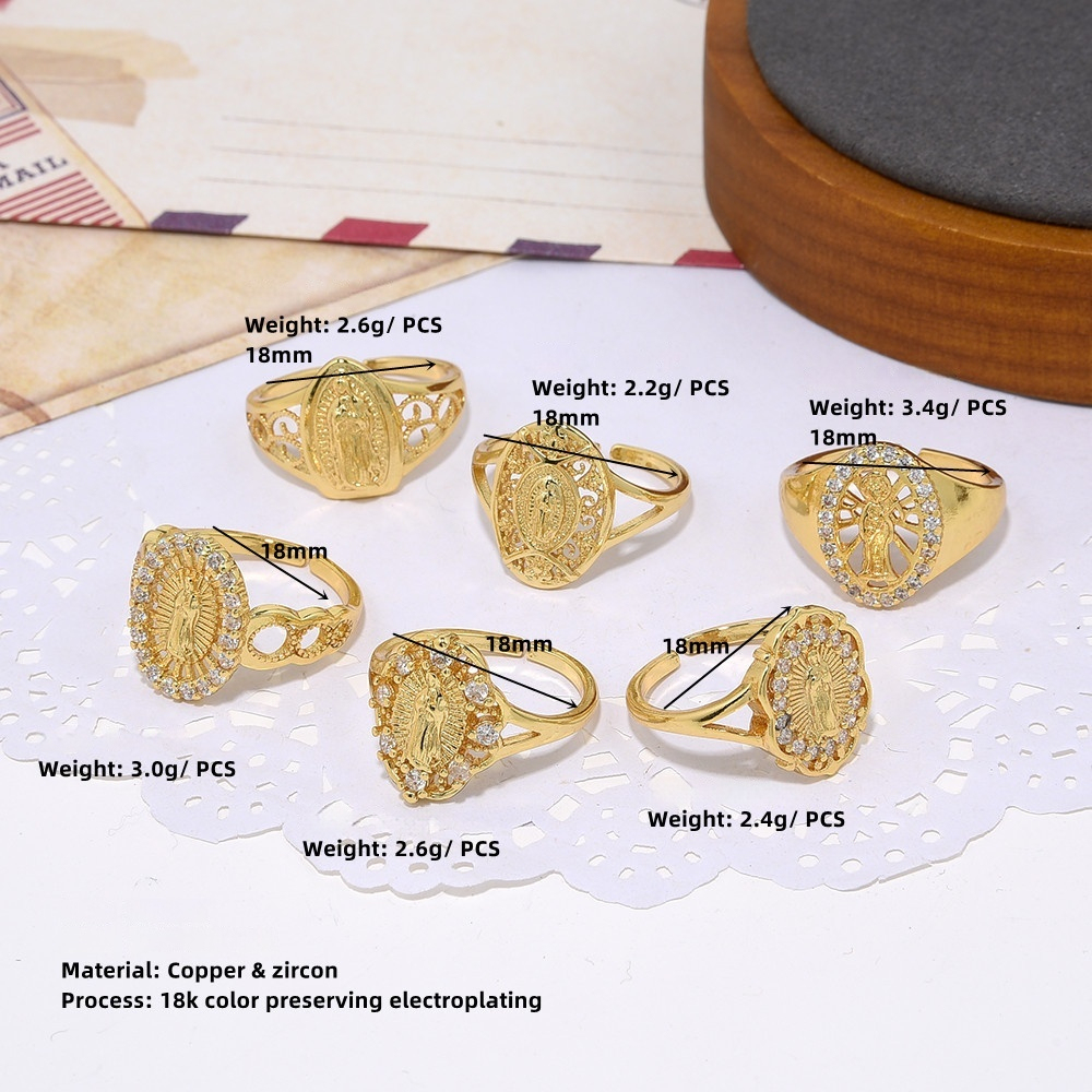 Copper Plating 18K Gold Micro Zircon Ring Image 1