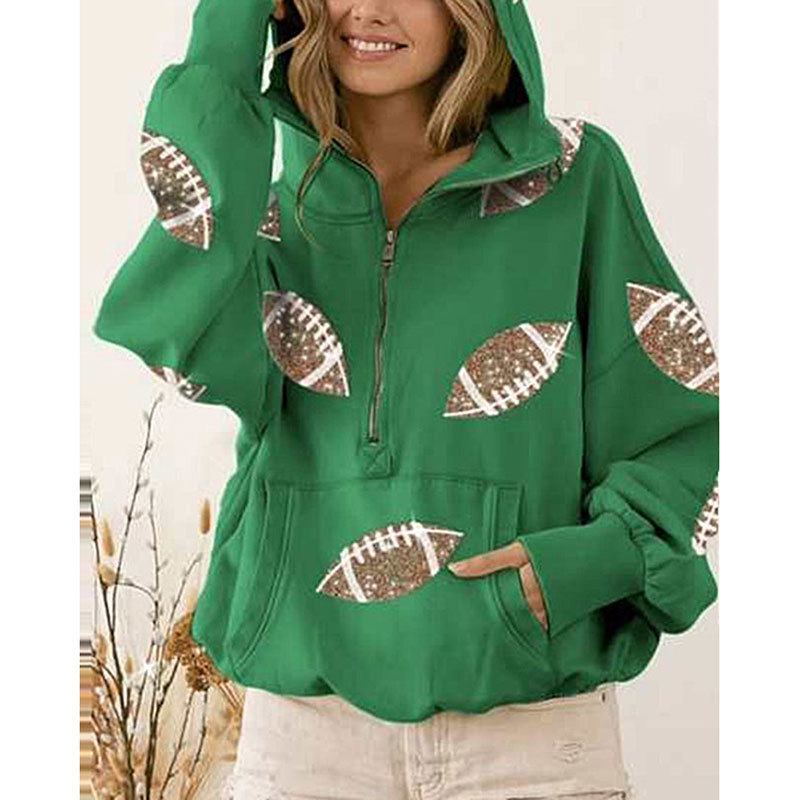 Hooded Printed Sweater Image 2