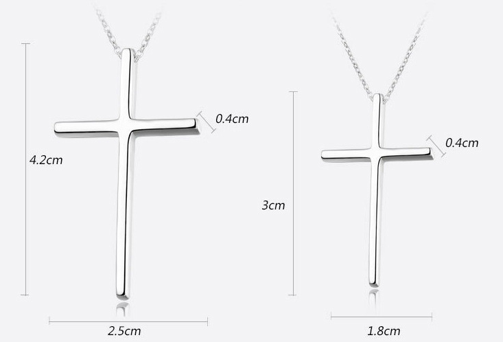 925 Sterling Silver Glossy Cross Pendant Image 1