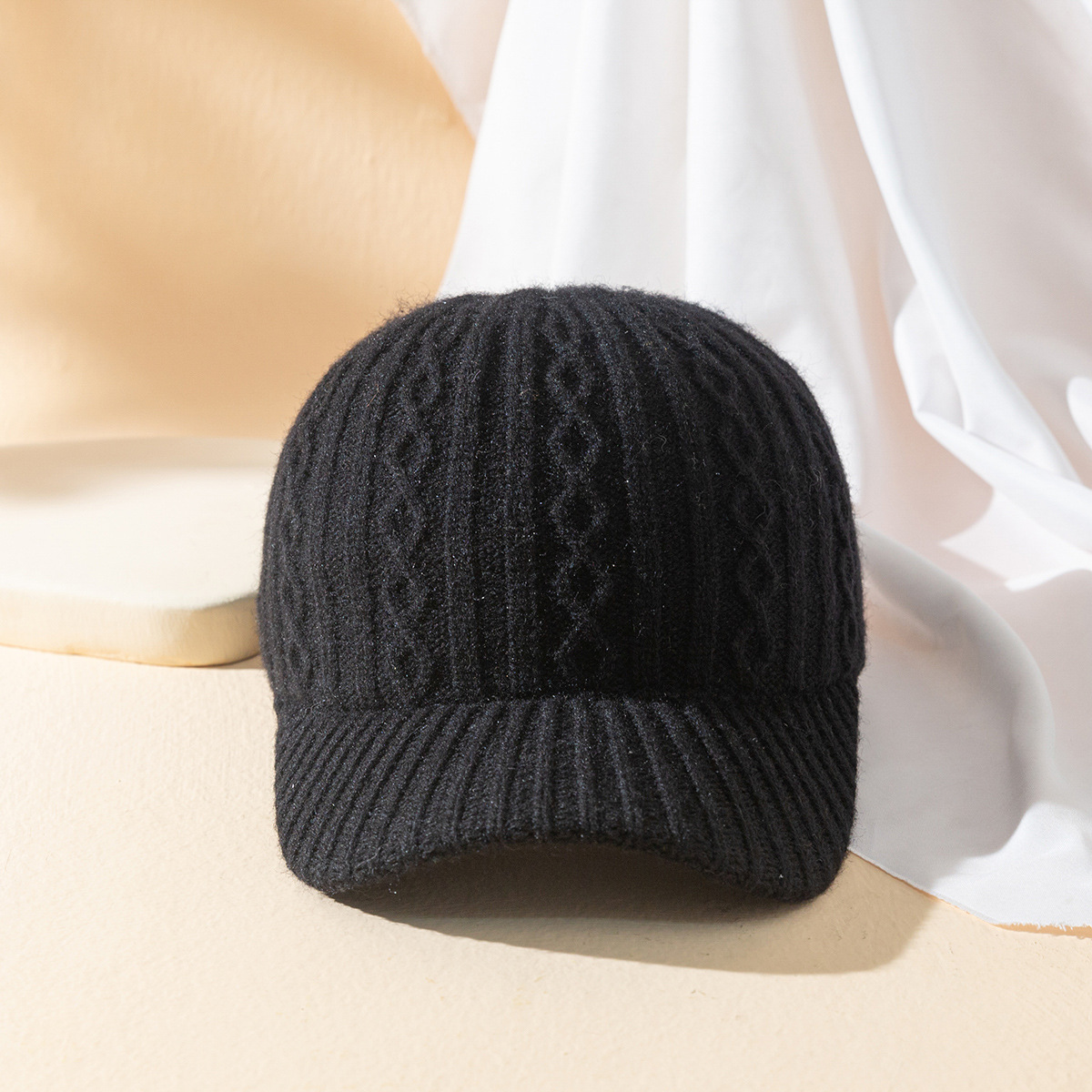 Women's Knitted Wool Cap Side View