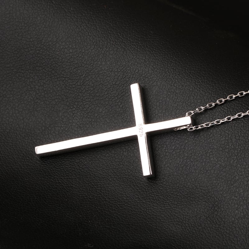 925 Sterling Silver Glossy Cross Pendant Image 5
