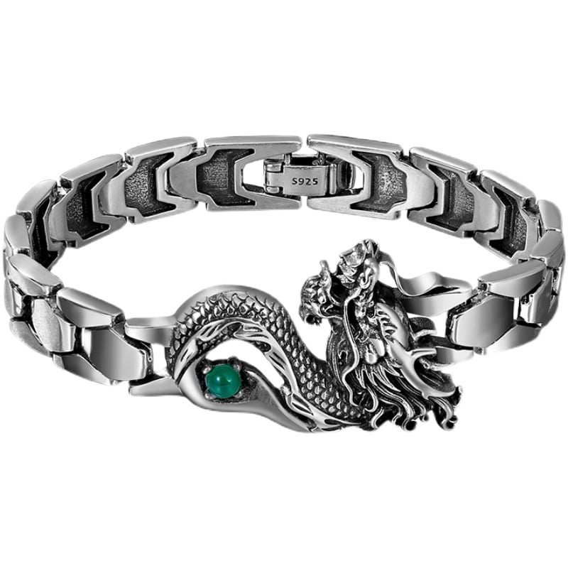 Creative With Green Gem Dragon Totem Men's Bracelet Image 1