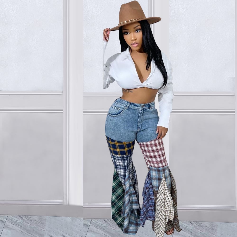 Trendy Denim Ruffled Trousers