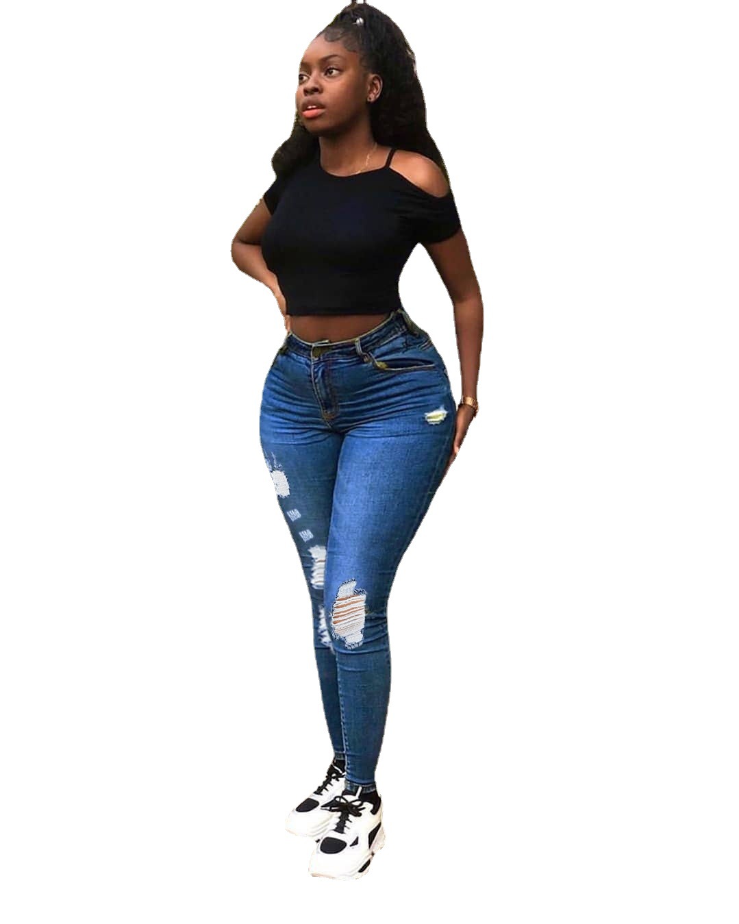Fashion Holes Jeans Image 3
