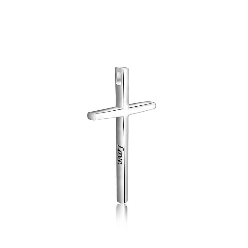 925 Sterling Silver Glossy Cross Pendant Image 6