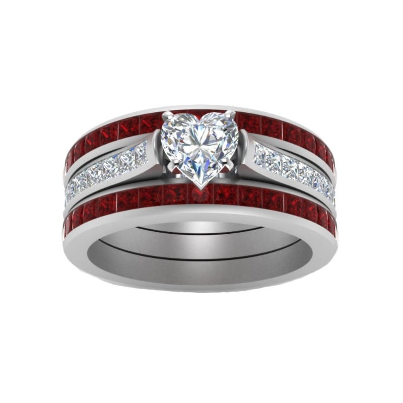 Ruby Heart-shaped Three-layer Ring Image 1