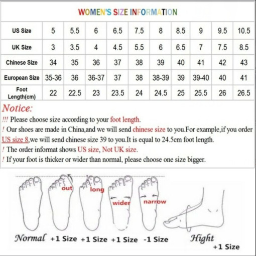 Slipper Size Chart