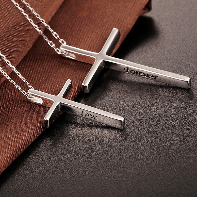 925 Sterling Silver Glossy Cross Pendant Image 7
